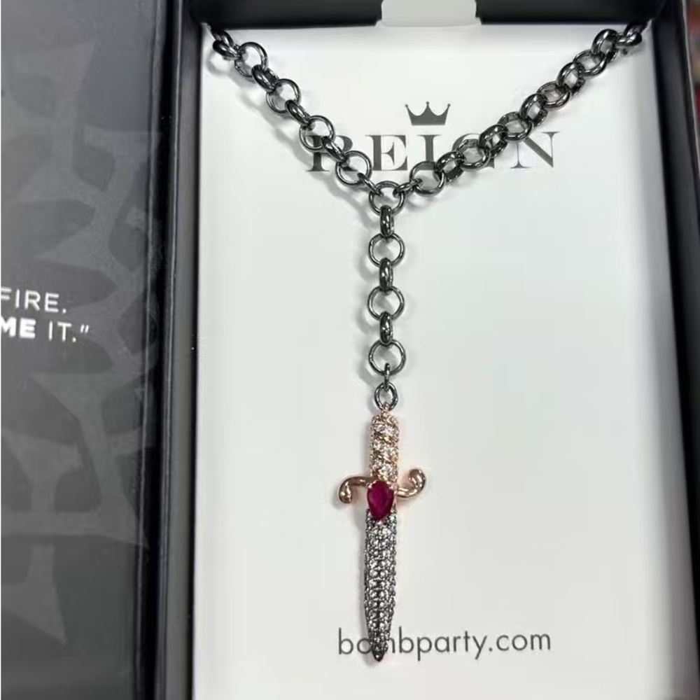Reign Silver and Red Drop Earrings - Picture 2 of 3